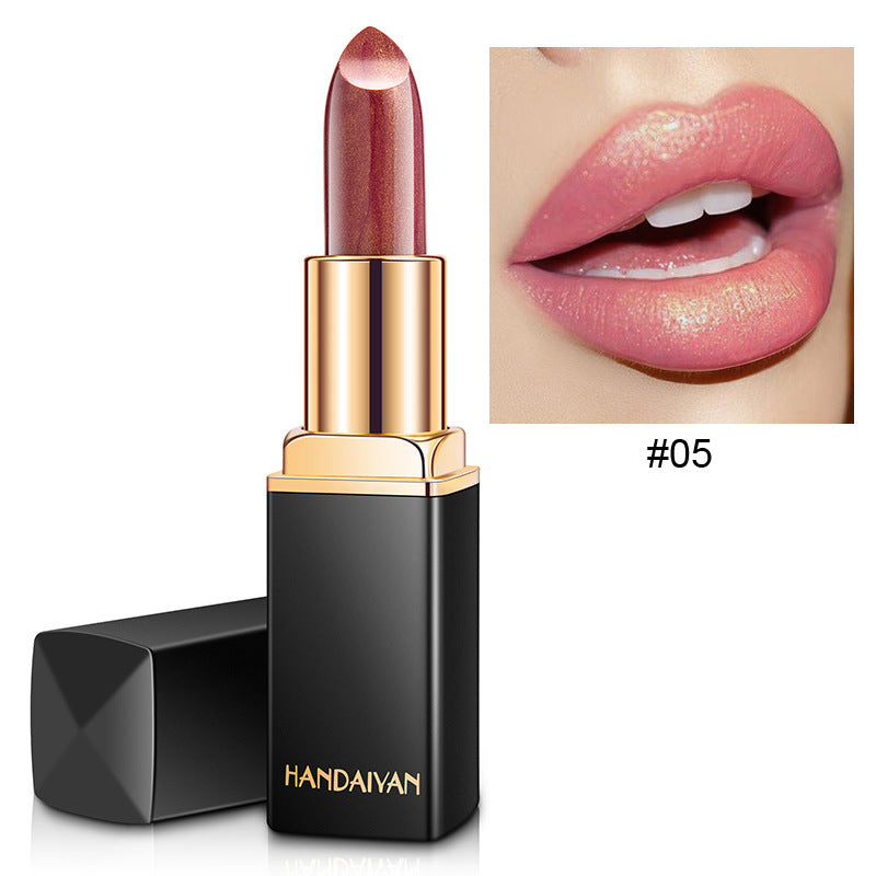 Shiny Metallic Lipstick Pearlescent Color Temperature Change Lipstick Gilt Lipstick