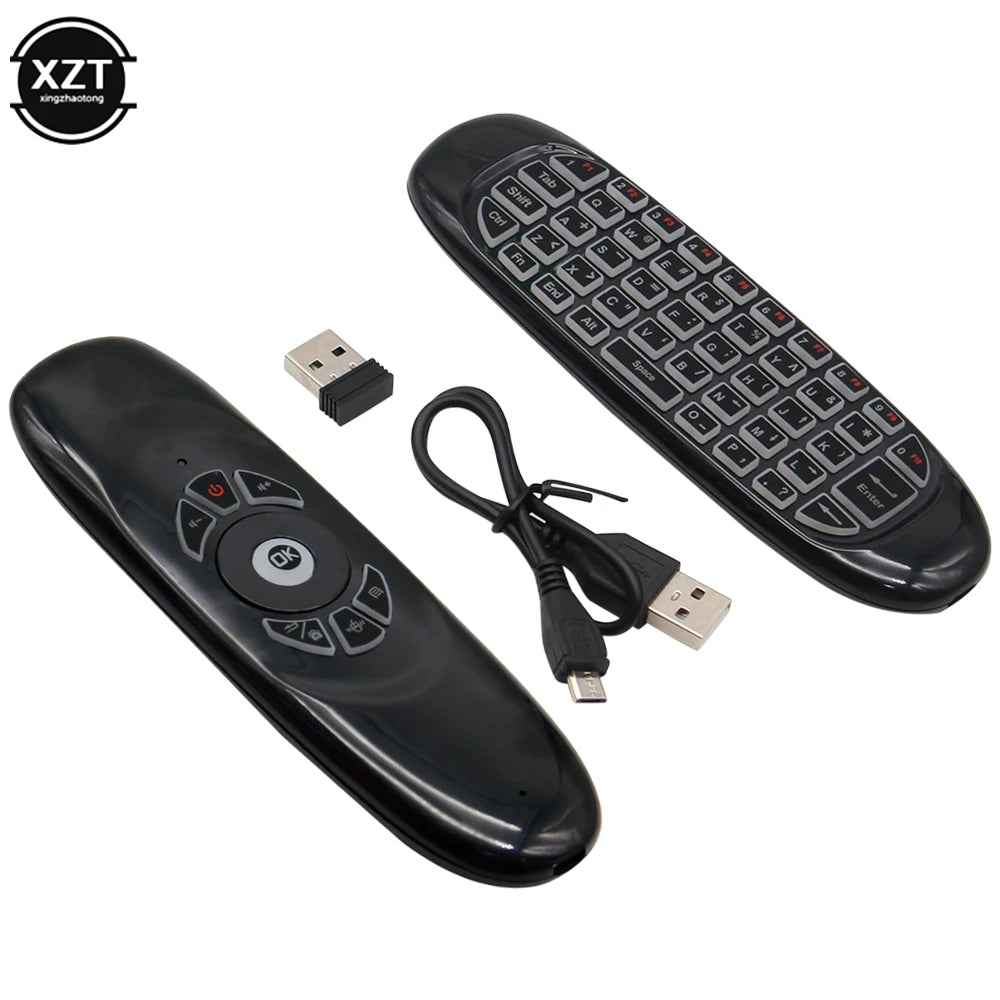 C120 Mini Wireless Flight Mouse Universal Remote Control Keyboard Remote Control USB Receiver Backlight Remote Control Black