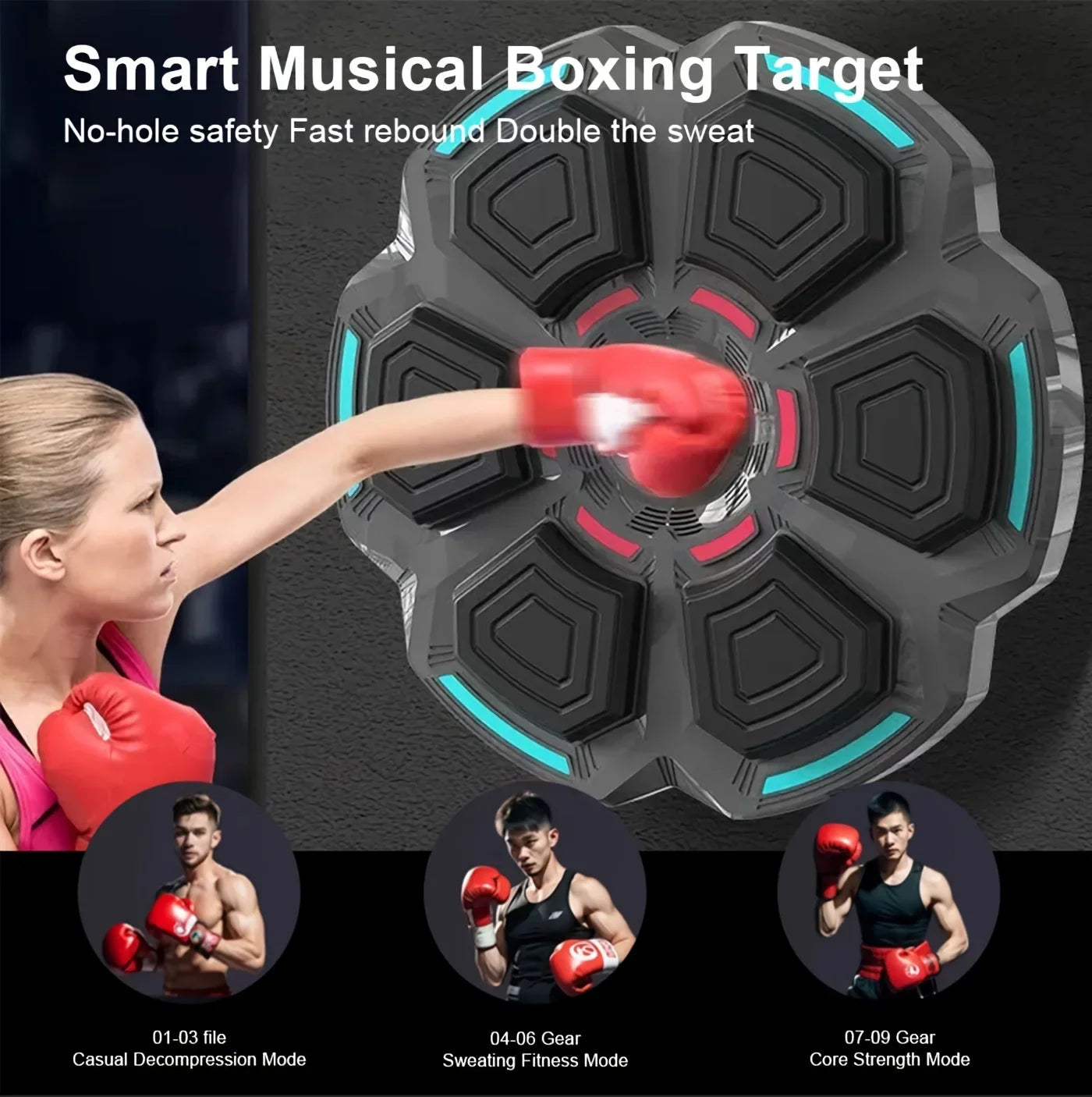 Smart Music Boxing Machine With Boxing Gloves Wall-Mounted Punching Trainer For Adults Kids Bluetooth-compatible Boxing Equipmen