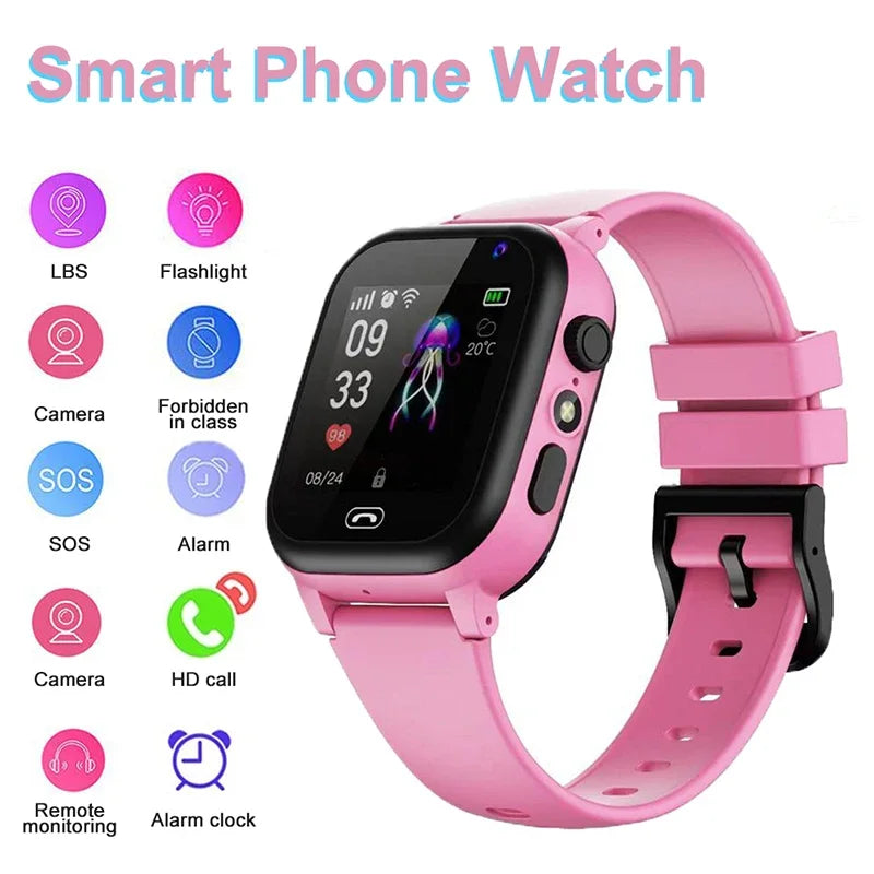 4G Kids Smartwatch Wifi SOS GPS Location Video Call Analogue Card Waterproof Watch Camera Boys Girls Upgrade New Watch New 2024