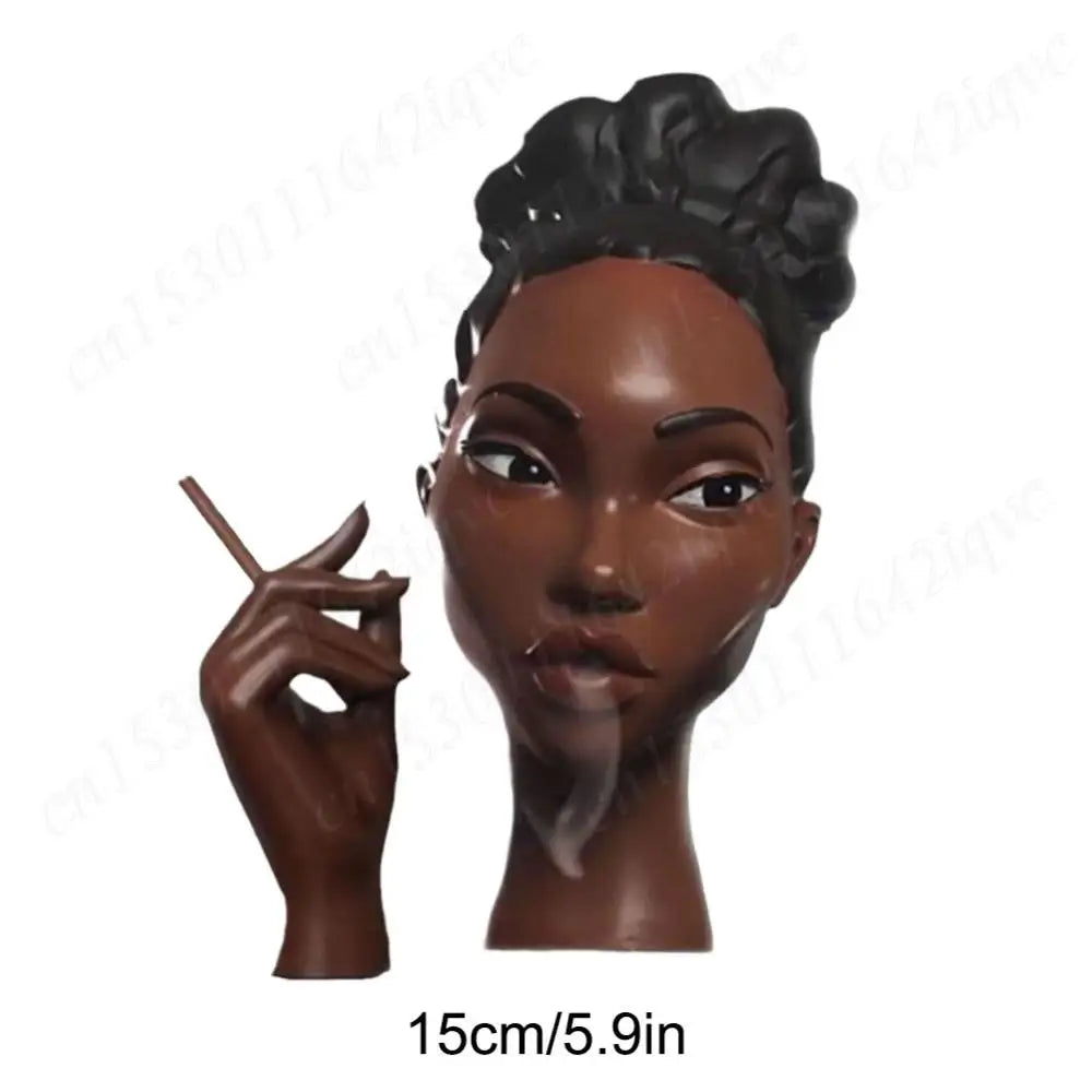 Headscents-Head Incense Burner Black Women Face Incense Holder Handmade Incense Stick Holder Statue for Home Bedroom Office