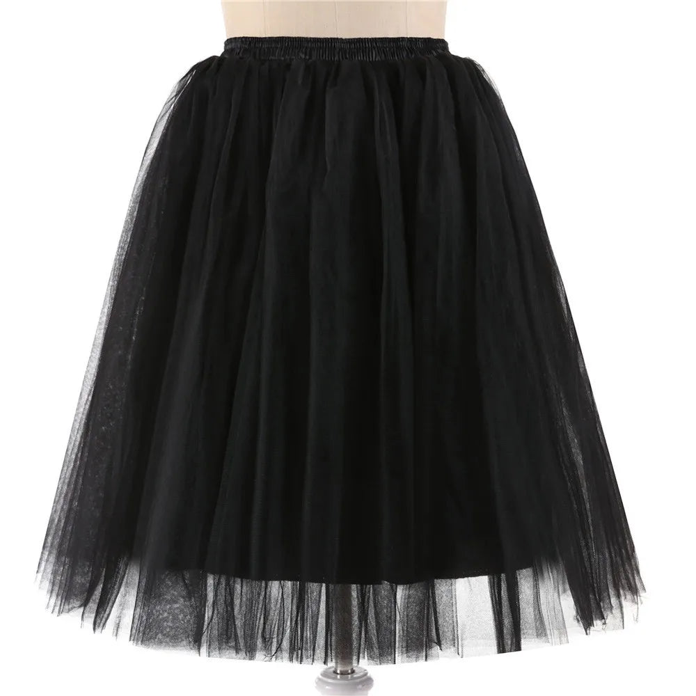 Elegant Women Tulle Skirt Korean Fashion Mesh Womens Pleated Knee Length Skirt Adult Tutu Dancing Skirt Green Party Faldas