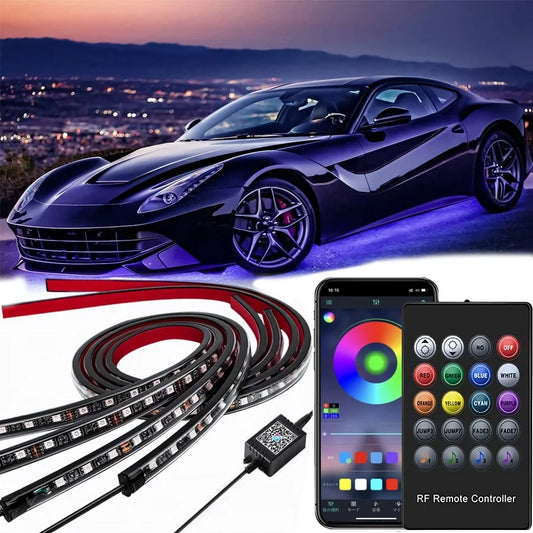 Car Underglow Neon strip Lights RGB 8 Color Music Mode with App/Remote Control for Car Underbody Light Strips for all car