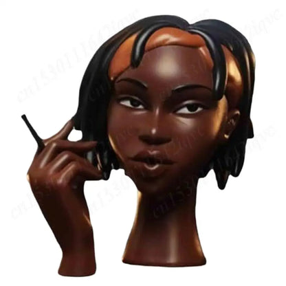 Headscents-Head Incense Burner Black Women Face Incense Holder Handmade Incense Stick Holder Statue for Home Bedroom Office