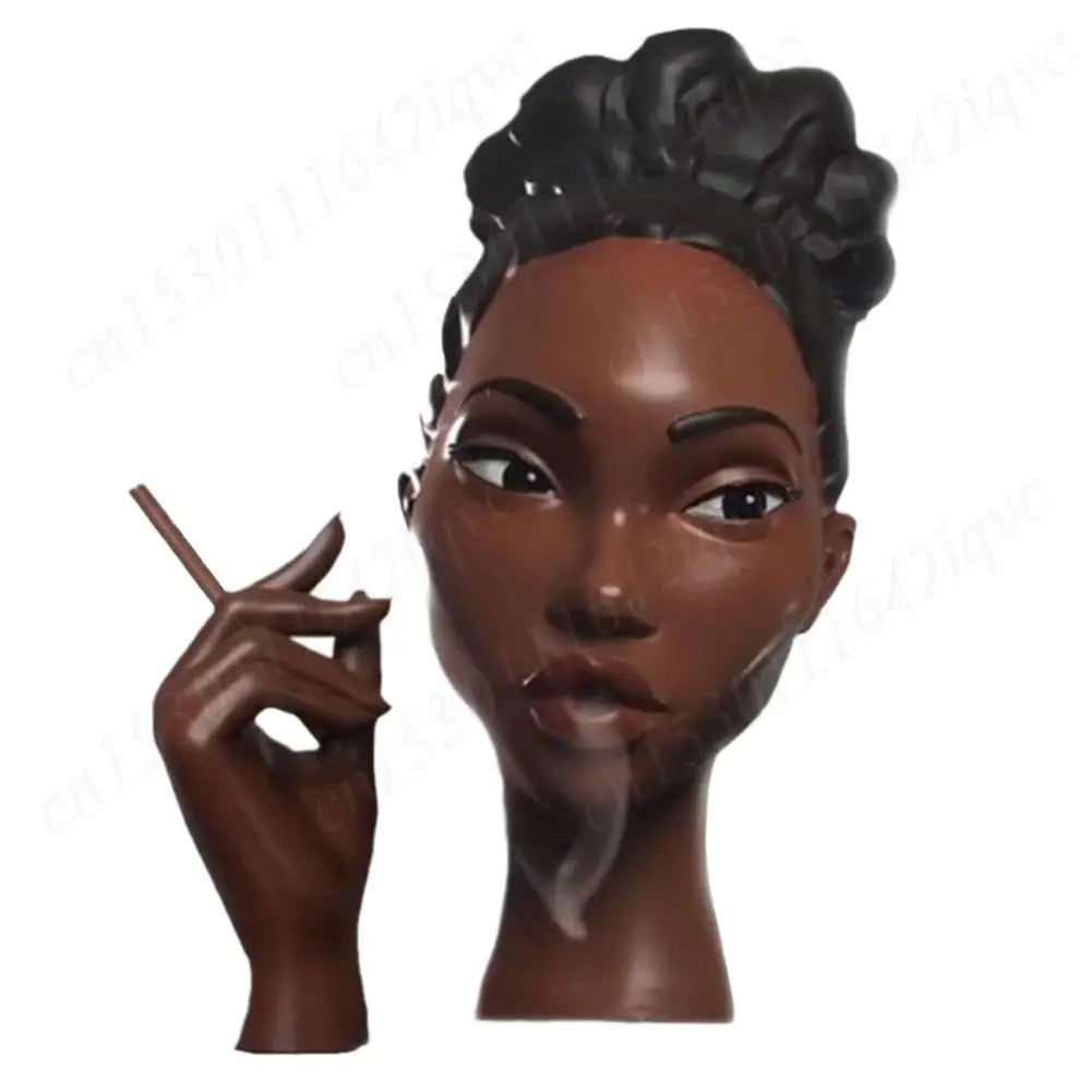 Headscents-Head Incense Burner Black Women Face Incense Holder Handmade Incense Stick Holder Statue for Home Bedroom Office