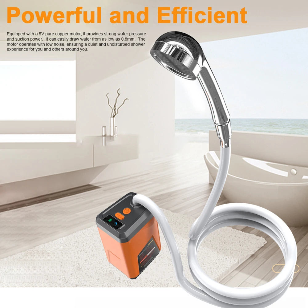 Portable Camping Shower Outdoor Electric Shower Pump Rechargeable Battery Powered Shower Waterproof Support 3 Water Modes