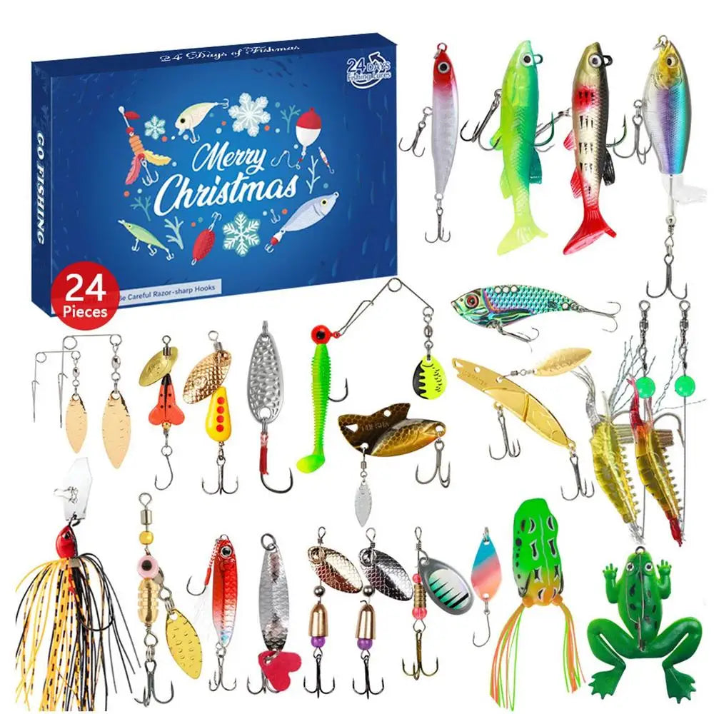 Advent Calendar Fishing Tackle Set 24X Christmas Countdown Calendar With Fishing Lures Set Christmas Fishing Countdown Calendar