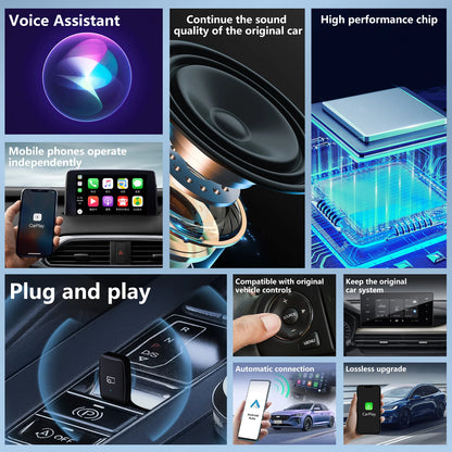 2024 New Wireless Carplay Android Auto Wireless Adapter Smart Dongle 2in 1 5G Wifi&Bluetooth 5 For Wired CP AA Connect Plug&Play