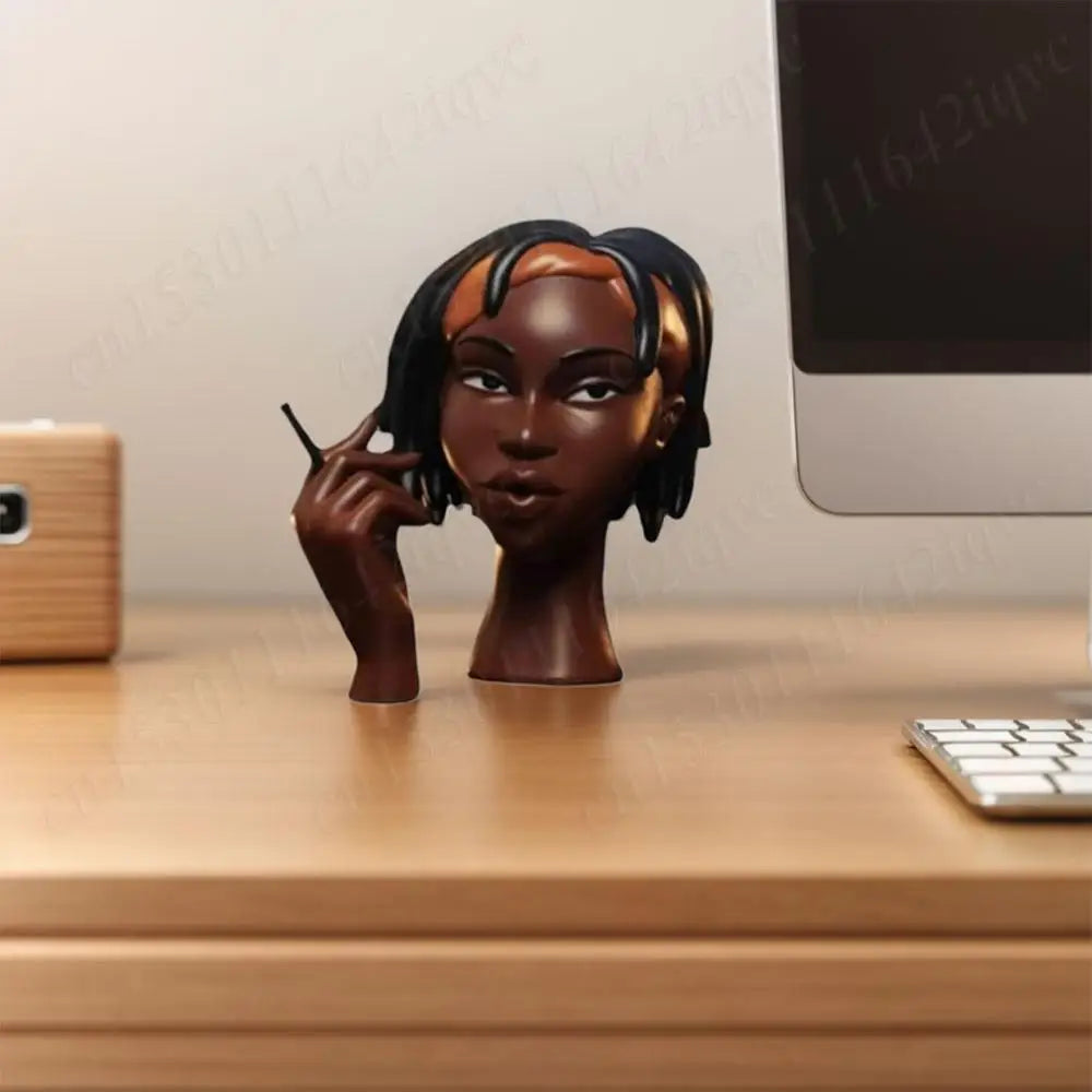 Headscents-Head Incense Burner Black Women Face Incense Holder Handmade Incense Stick Holder Statue for Home Bedroom Office