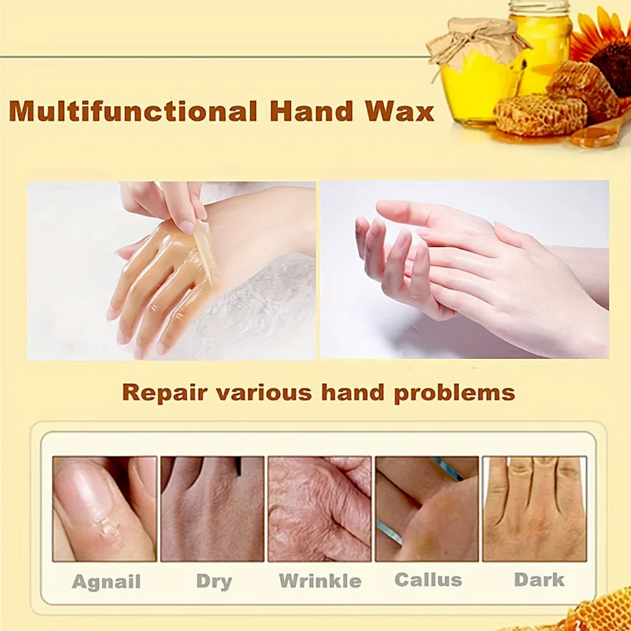 GZE Hand Mask Milk Honey Peel Off Hand Wax Moisturizing Hydrating Nourishing Exfoliating Hand Film Hands Care Paraffin 120g