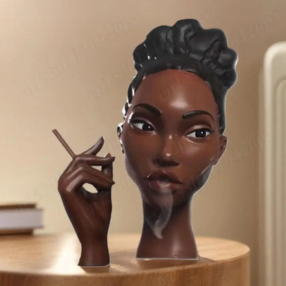 Headscents-Head Incense Burner Black Women Face Incense Holder Handmade Incense Stick Holder Statue for Home Bedroom Office