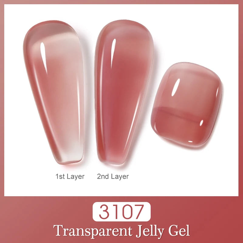 NAILCO 2PCS Jelly Color Gel Polish Set 15ml Semi-transparent Pink Nude Clear Color DIY Nail Art Gel Varnish Soak Off UV LED Gel