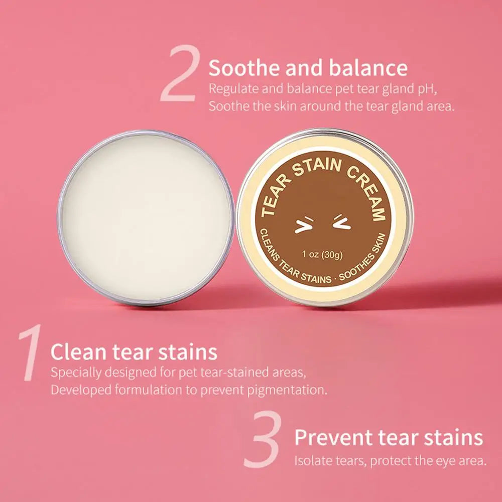 Tear Stain Remover Balm 30g Dog Eye Stain Remover Eyes Wipe Cream for Dogs and Cats Eye Care Gently Cleanses Restores Sparkling