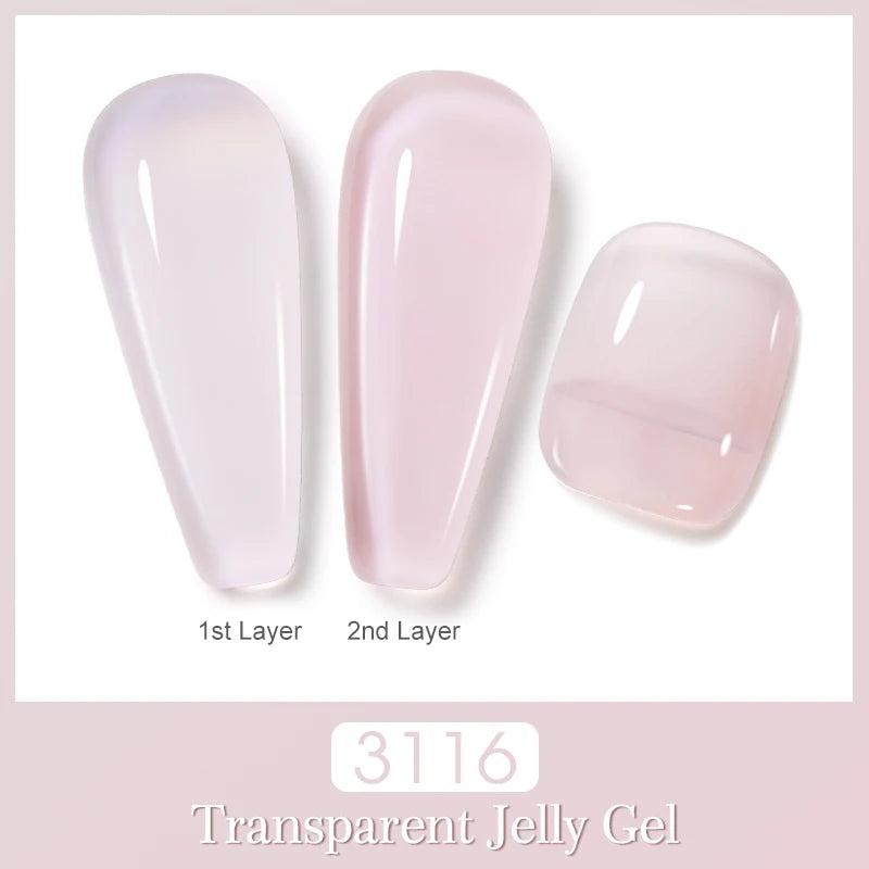 NAILCO 2PCS Jelly Color Gel Polish Set 15ml Semi-transparent Pink Nude Clear Color DIY Nail Art Gel Varnish Soak Off UV LED Gel