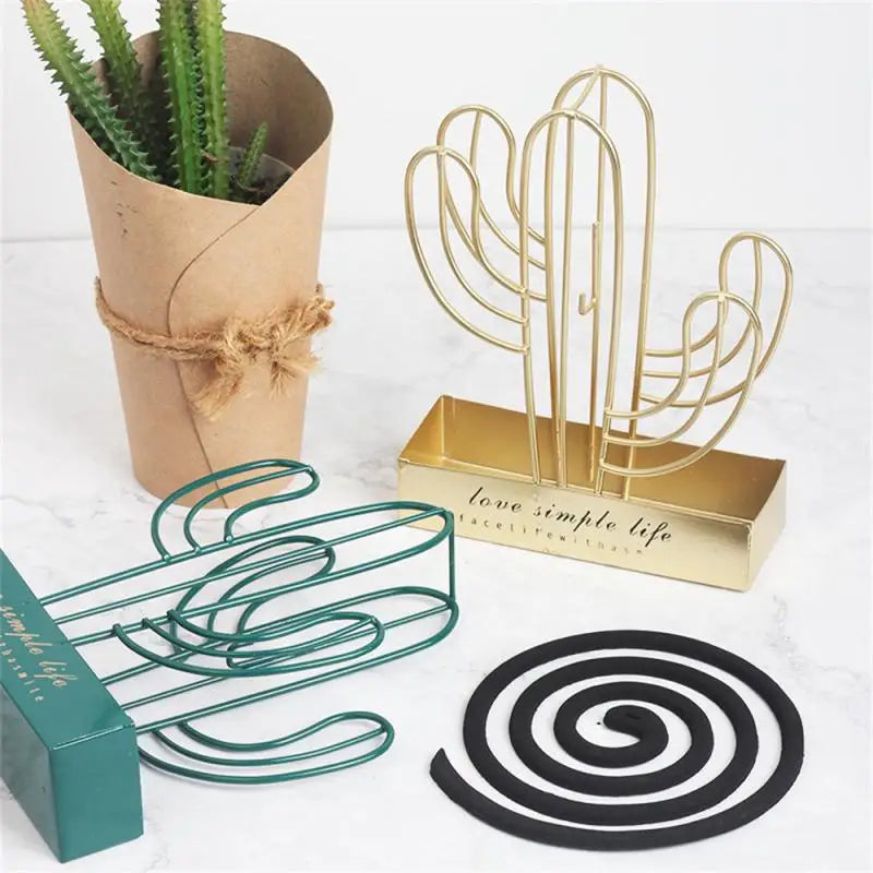 Cactus Iron Mosquito Coil Holder Mosquito Repellent Incense Rack Hanging Fireproof Sandalwood Incense Plate Ornaments