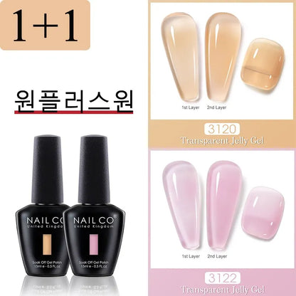 NAILCO 2PCS Jelly Color Gel Polish Set 15ml Semi-transparent Pink Nude Clear Color DIY Nail Art Gel Varnish Soak Off UV LED Gel