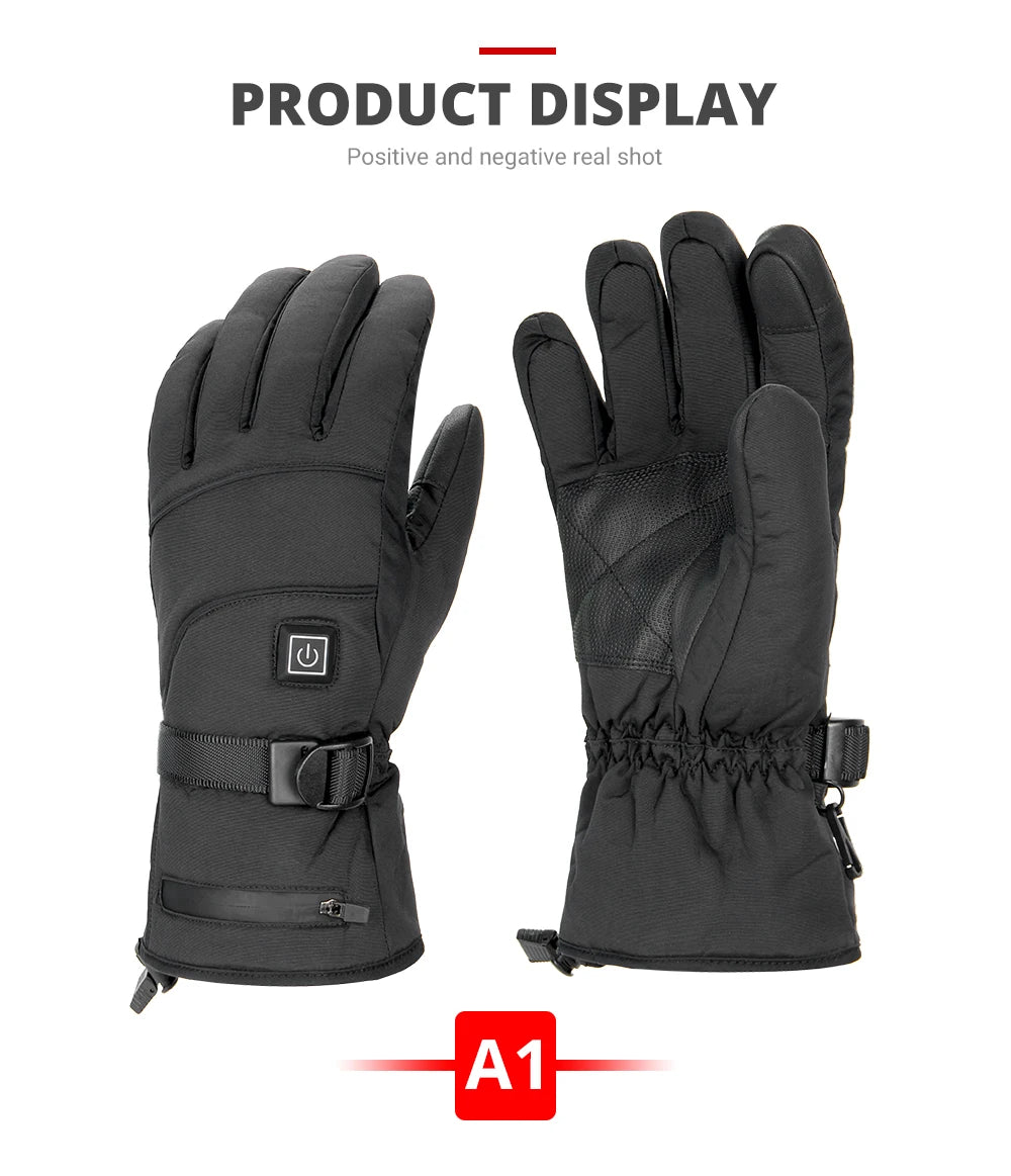 Heated Gloves Skiing Outdoor With Battery Case Non-slip Winter Warm  Heated Gloves Waterproof Gloves Touch Screen Motorcycle