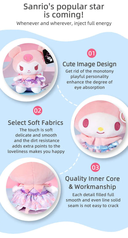 Sanrio Hello Kitty Kuromi Melody Cinnamoroll Set Series Plush Toy Cartoon & Cute Children's Toy Soft And Comfortable Doll Gift