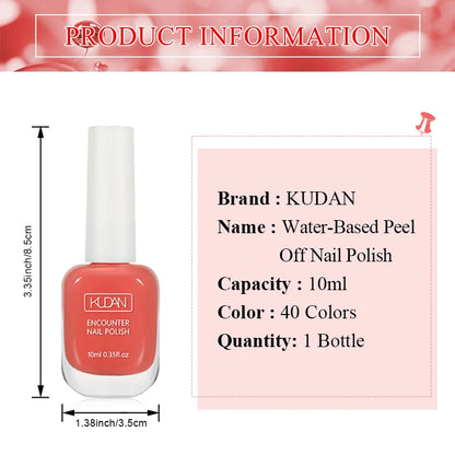 10ml Water-Based Peel Off Nail Gel Polish No Need Lamp 40 Colors Classic Fashion Nail Supplies Varnish Nail Art For Manicure DIY