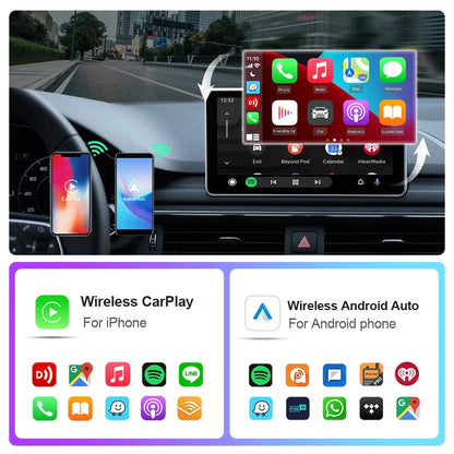 2024 New Wireless Carplay Android Auto Wireless Adapter Smart Dongle 2in 1 5G Wifi&Bluetooth 5 For Wired CP AA Connect Plug&Play