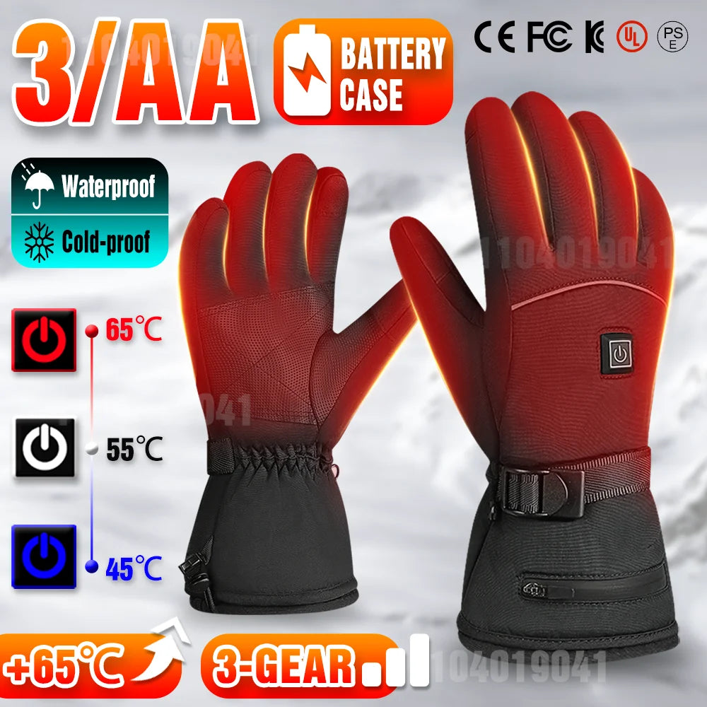 Heated Gloves Skiing Outdoor With Battery Case Non-slip Winter Warm  Heated Gloves Waterproof Gloves Touch Screen Motorcycle