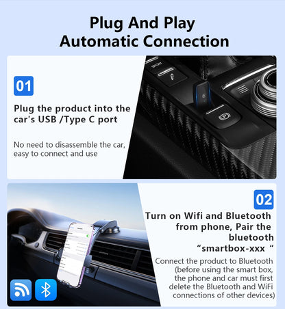 2024 New Wireless Carplay Android Auto Wireless Adapter Smart Dongle 2in 1 5G Wifi&Bluetooth 5 For Wired CP AA Connect Plug&Play