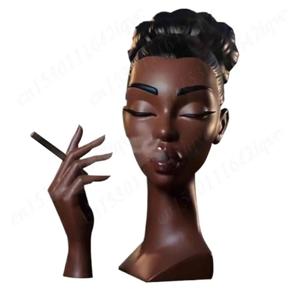 Headscents-Head Incense Burner Black Women Face Incense Holder Handmade Incense Stick Holder Statue for Home Bedroom Office