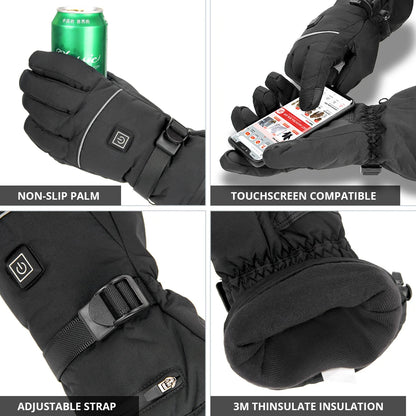 Heated Gloves Skiing Outdoor With Battery Case Non-slip Winter Warm  Heated Gloves Waterproof Gloves Touch Screen Motorcycle