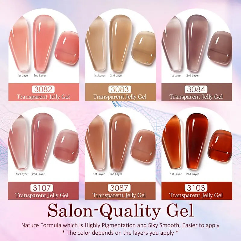 NAILCO 2PCS Jelly Color Gel Polish Set 15ml Semi-transparent Pink Nude Clear Color DIY Nail Art Gel Varnish Soak Off UV LED Gel