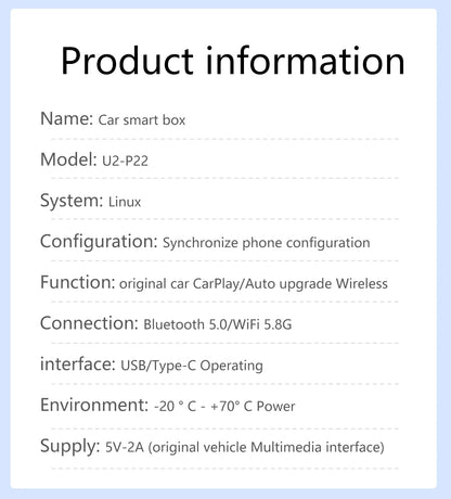 2024 New Wireless Carplay Android Auto Wireless Adapter Smart Dongle 2in 1 5G Wifi&Bluetooth 5 For Wired CP AA Connect Plug&Play