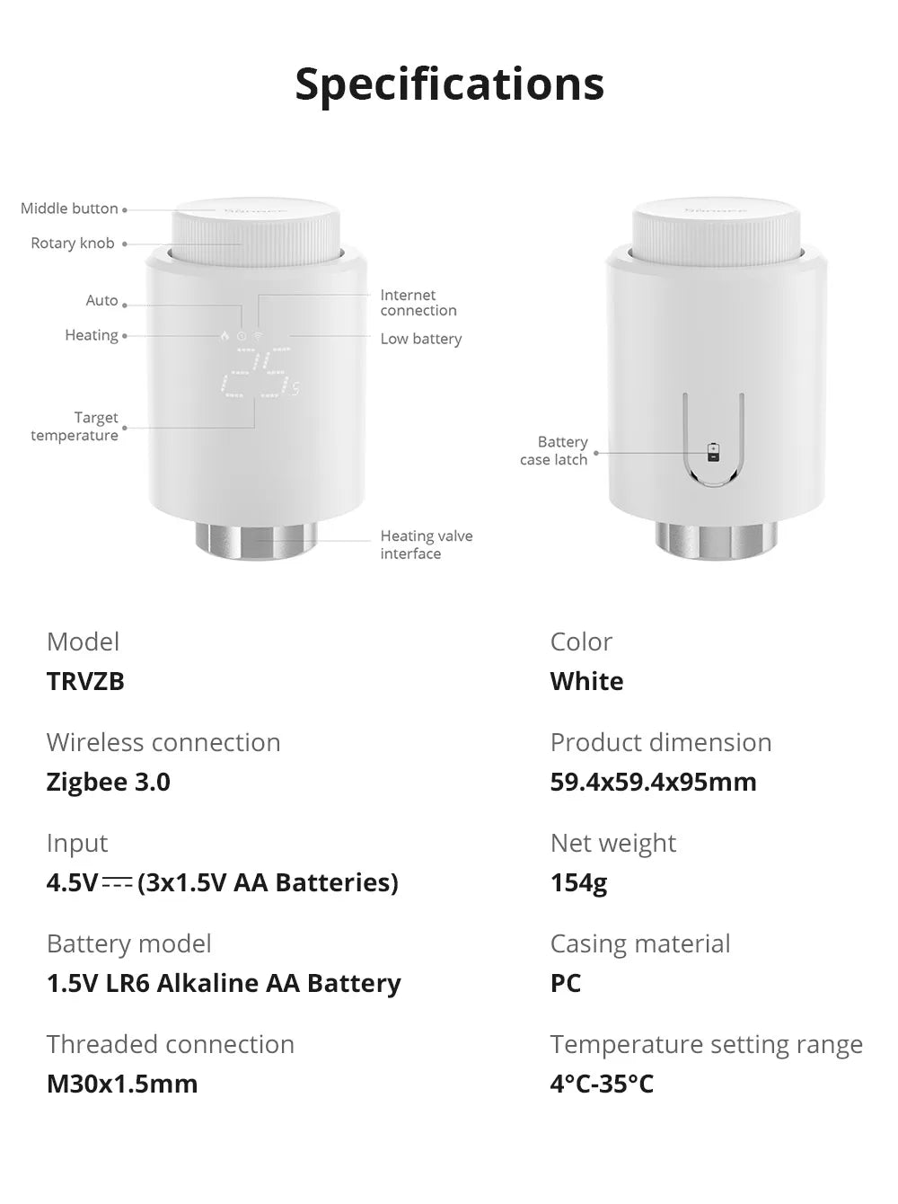 SONOFF  Zigbee TRVZB Thermostatic Radiator Valve Smart Home eWeLink App Remote Control Works with SONOFF ZB Bridge-P/ ZBDongle-P