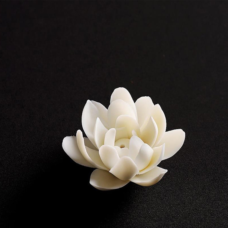 New 1PC Ceramic White Lotus Incense Burner Sandal Wood Incense Burner Ornaments Home Incense Stick Holder Aromatherapy