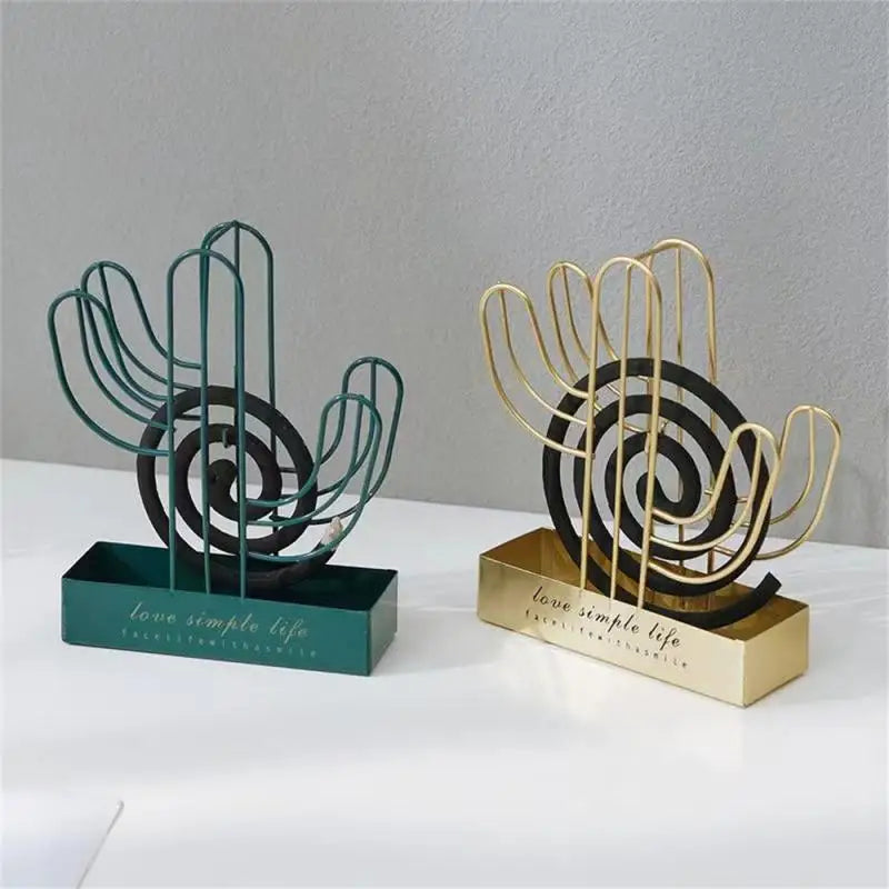 Cactus Iron Mosquito Coil Holder Mosquito Repellent Incense Rack Hanging Fireproof Sandalwood Incense Plate Ornaments