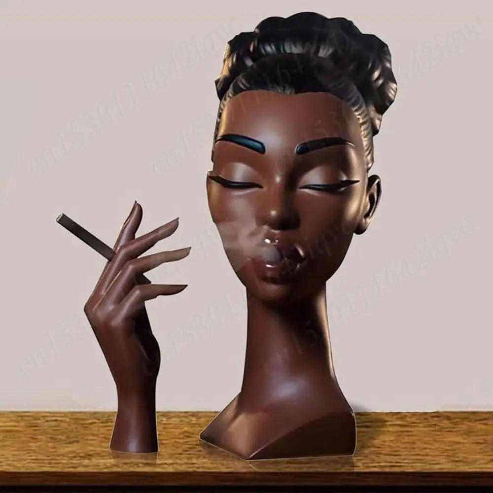 Headscents-Head Incense Burner Black Women Face Incense Holder Handmade Incense Stick Holder Statue for Home Bedroom Office